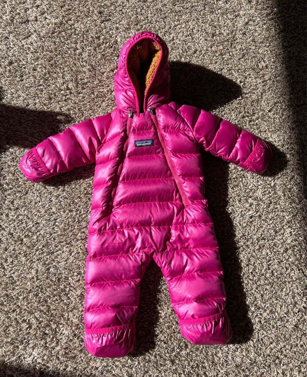 Patagonia Infant Hi-Loft Down Sweater Bunting, Pink Puffer, size 0-3 months
